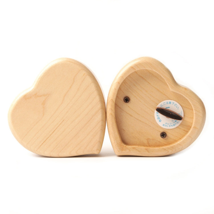 Wooden Heart Shape With Mirror Music Box Ornaments, Color: Walnut-Red Ancient Copper Movement
