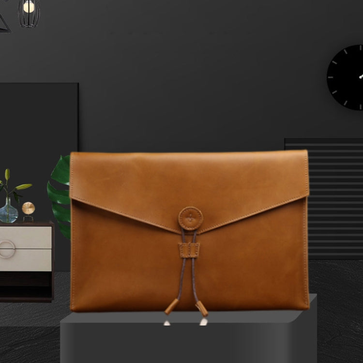 S121 Leather Wear-resistant Business Briefcase, Color: Brown