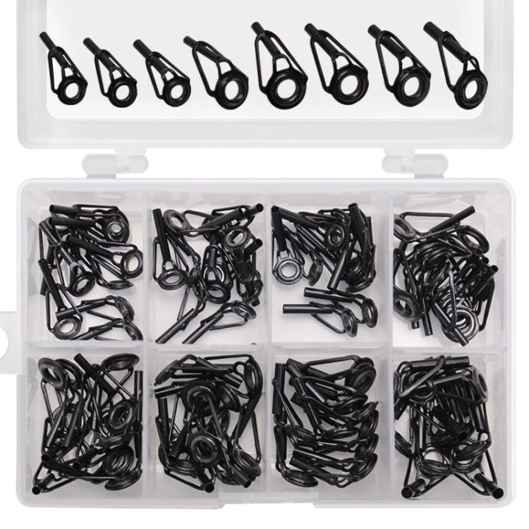 80 PCS / Box Top Ring Leading Eye Lure Rod Accessories, Style: Stainless Steel+Ceramic Ring(Black)