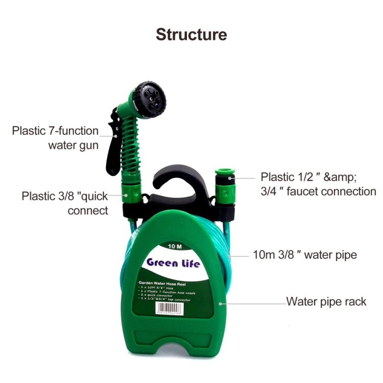 10m Portable Wall Mounted Garden Watering Water Pipe Shelf Combination Set