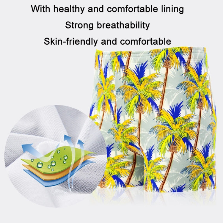 Men Fashion Print Anti Embarrassing Loose Boxer Swim Shorts, Color: