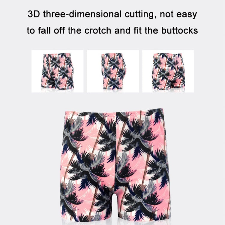 Men Fashion Print Anti Embarrassing Loose Boxer Swim Shorts, Color: