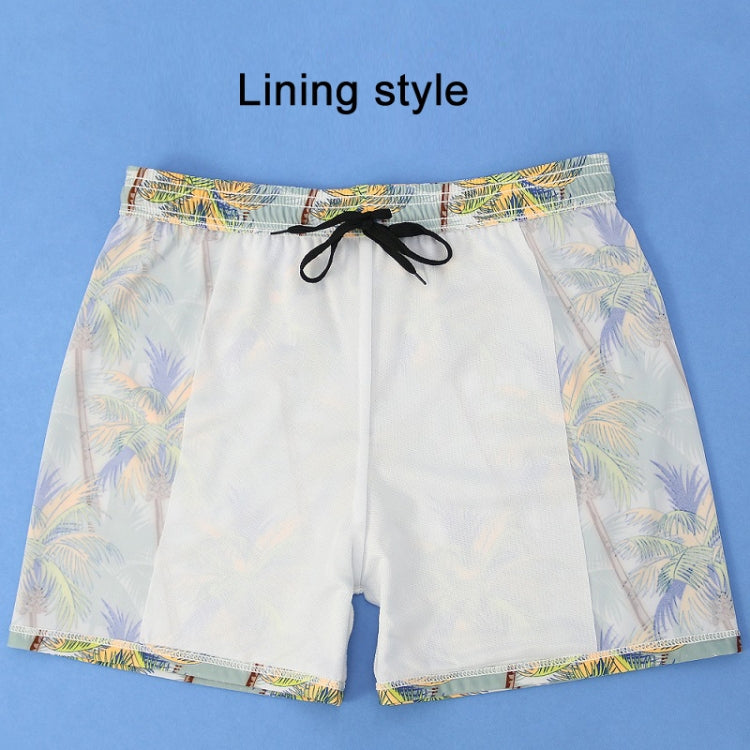 Men Fashion Print Anti Embarrassing Loose Boxer Swim Shorts, Color: