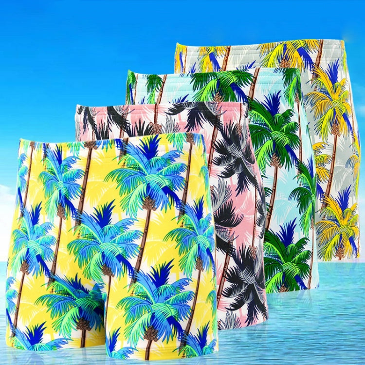 Men Fashion Print Anti Embarrassing Loose Boxer Swim Shorts, Color:
