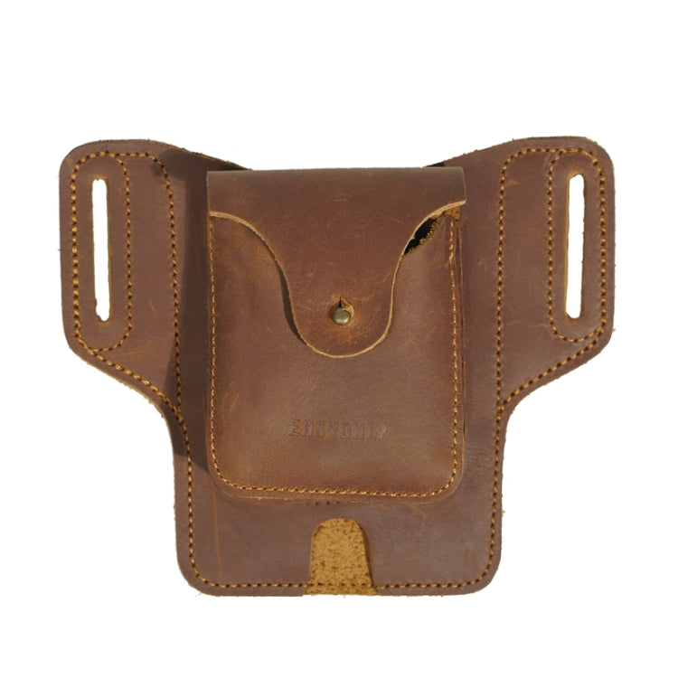 Outdoor Sports Running Crazy Horse Leather Mobile Phone Waist Bag