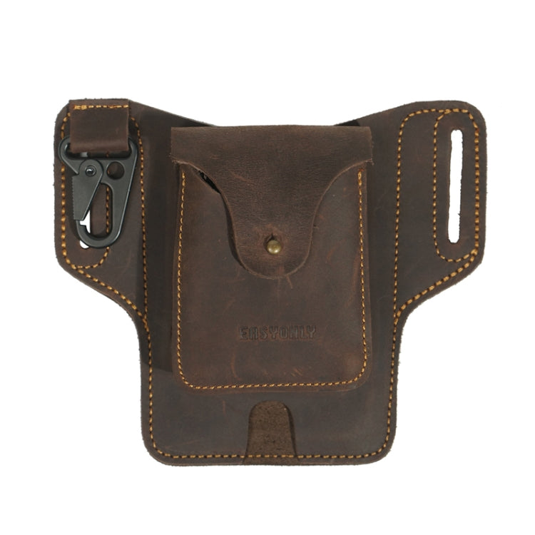 Outdoor Sports Running Crazy Horse Leather Mobile Phone Waist Bag