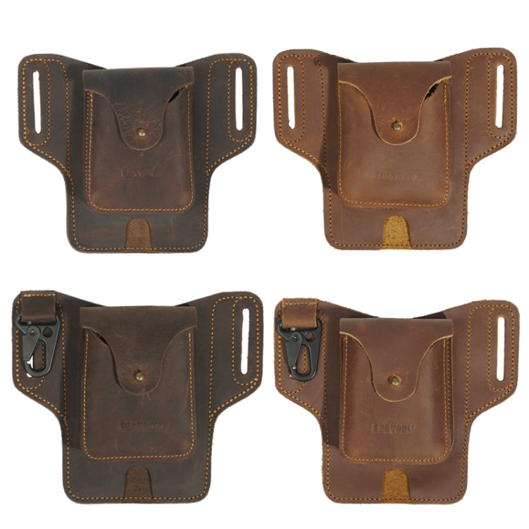 Outdoor Sports Running Crazy Horse Leather Mobile Phone Waist Bag