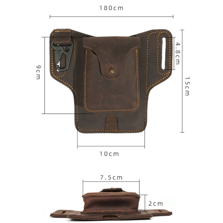 Outdoor Sports Running Crazy Horse Leather Mobile Phone Waist Bag