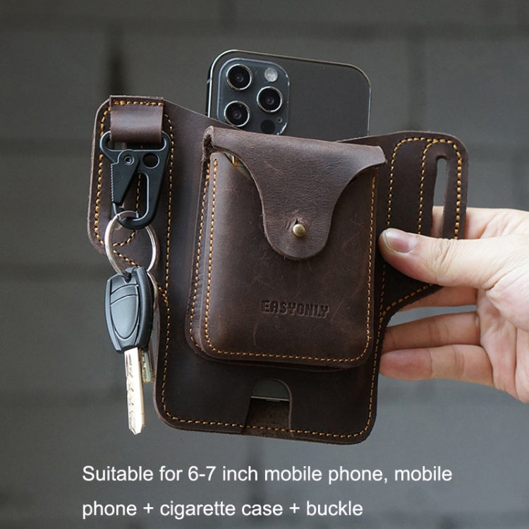 Outdoor Sports Running Crazy Horse Leather Mobile Phone Waist Bag
