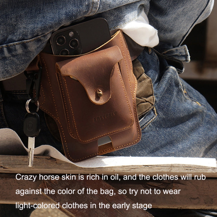Outdoor Sports Running Crazy Horse Leather Mobile Phone Waist Bag