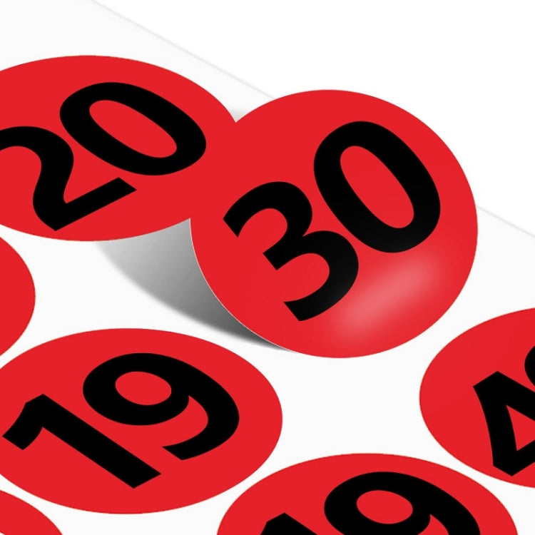 100 PCS Clothes Footwear Size Number Label Sticker, Random Color Delivery, Diameter: 15mm