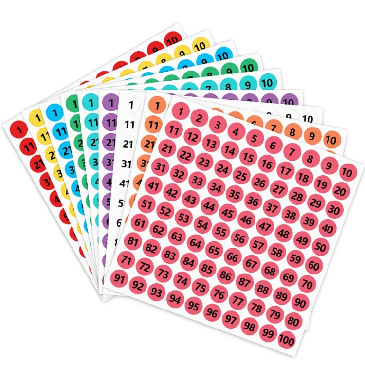 100 PCS Clothes Footwear Size Number Label Sticker, Random Color Delivery, Diameter: 20mm