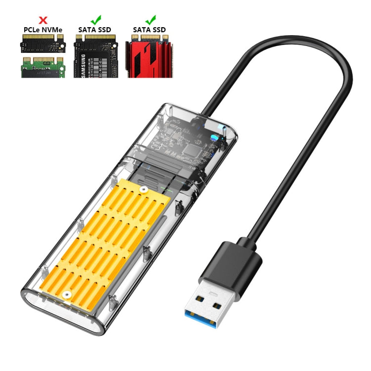 M.2 to USB 3.0 SSD Adapter for PCIE NGFF SATA M / B Key SSD Hard Drive Disk Box, Color: Gold