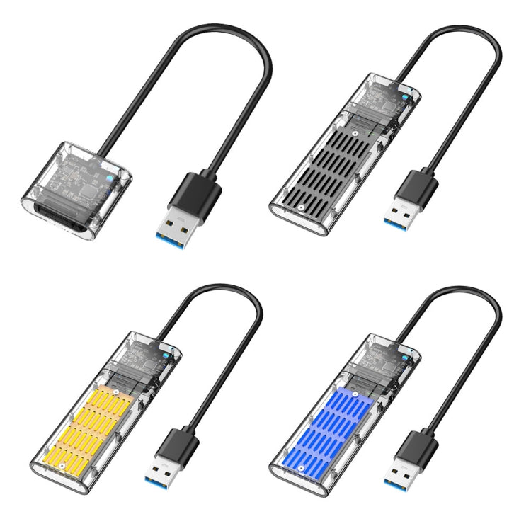 M.2 to USB 3.0 SSD Adapter for PCIE NGFF SATA M / B Key SSD Hard Drive Disk Box, Color: Transparent