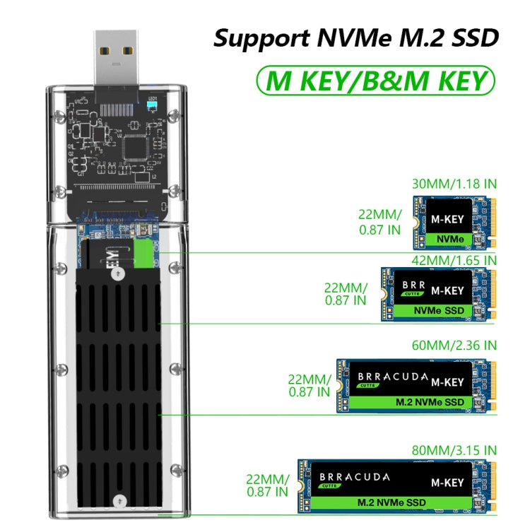 M.2 NVMe SSD Enclosure USB 3.1 Gen 2 10 Gbps to NVMe PCI-E M.2 SSD Case, Color: Gold