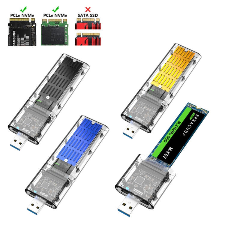 M.2 NVMe SSD Enclosure USB 3.1 Gen 2 10 Gbps to NVMe PCI-E M.2 SSD Case, Color: Blue
