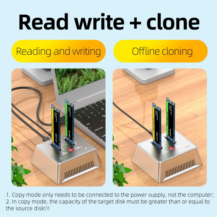 USB3.2 10Gbps to M.2 NVMe SATA Docking Station With  Cooling Fan