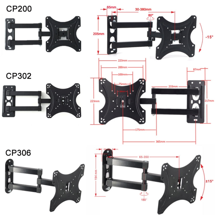 Cold Rolled Steel Retractable Steering Universal TV Rack, Model: CP200 (17-43 inches)