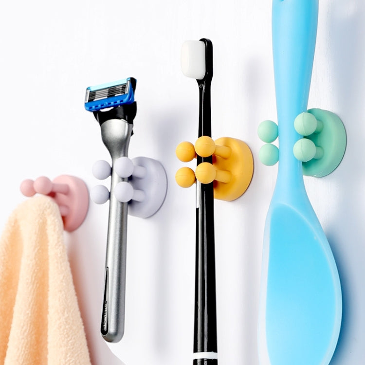 3 PCS Nail-free Silicone Seamless Paste Hook Toothbrush Storage Rack