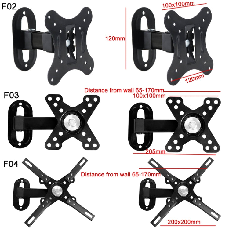 Swivel Telescopic Tilt TV Wall Mount Bracket, Model: F03 (14-27 inches)