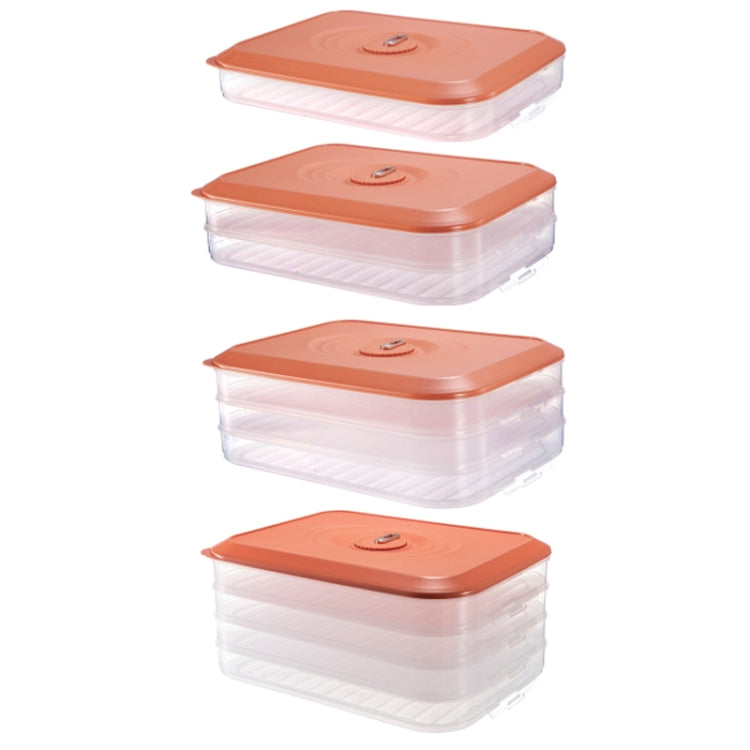 Household Refrigerator Freezer Large Capacity Dumpling Box, Capacity: Three Layers (Orange)