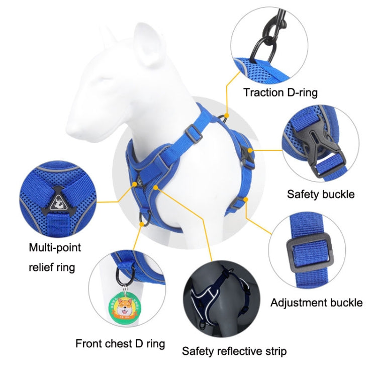 HT-864 Pet Traction Rope Reflective Breathable Dog Chest Strap Vest, Size: