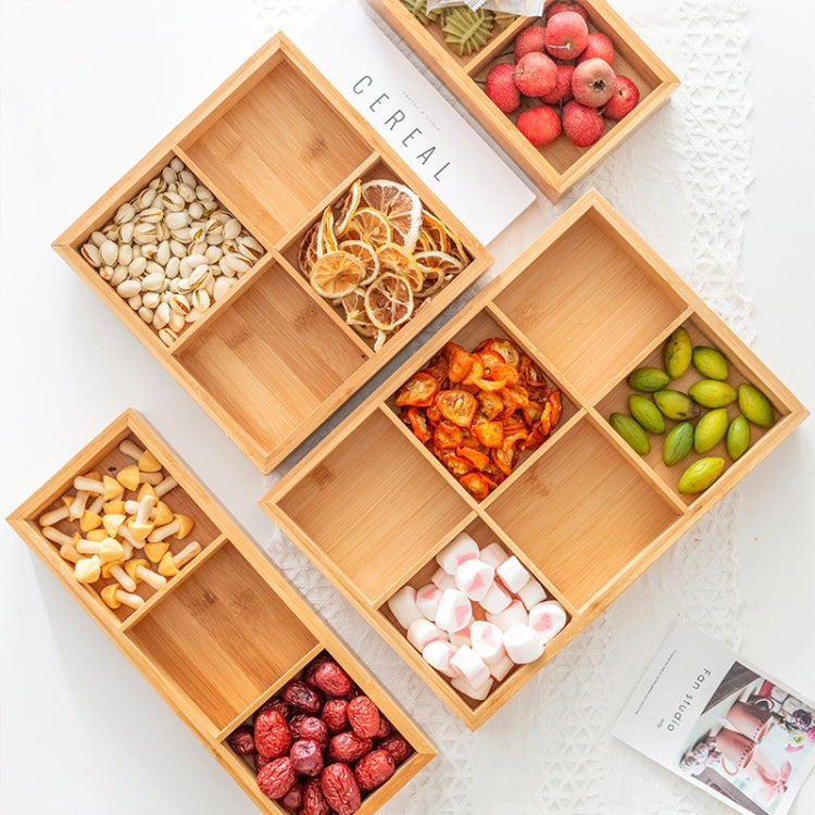 Bamboo Dried Food Box Compartment Candy Box Snack Storage Box, Specification: 2 Grids