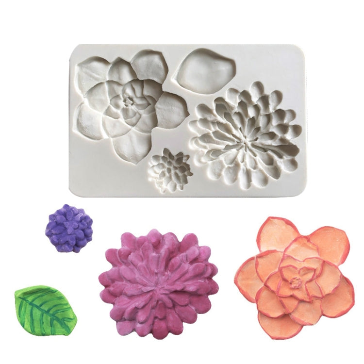 2PCS Big Flower Chocolate Fondant Cake Silicone Mold(Grey)