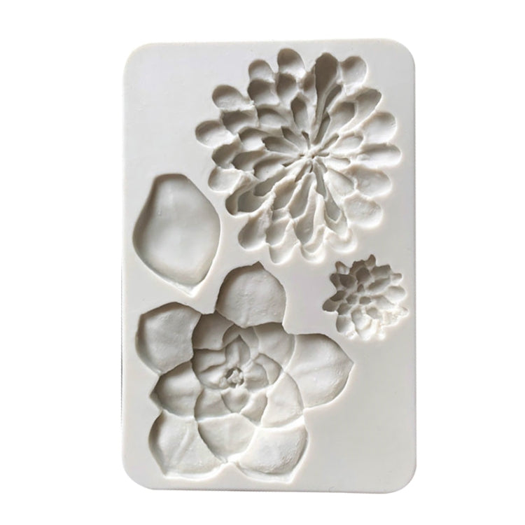 2PCS Big Flower Chocolate Fondant Cake Silicone Mold(Grey)