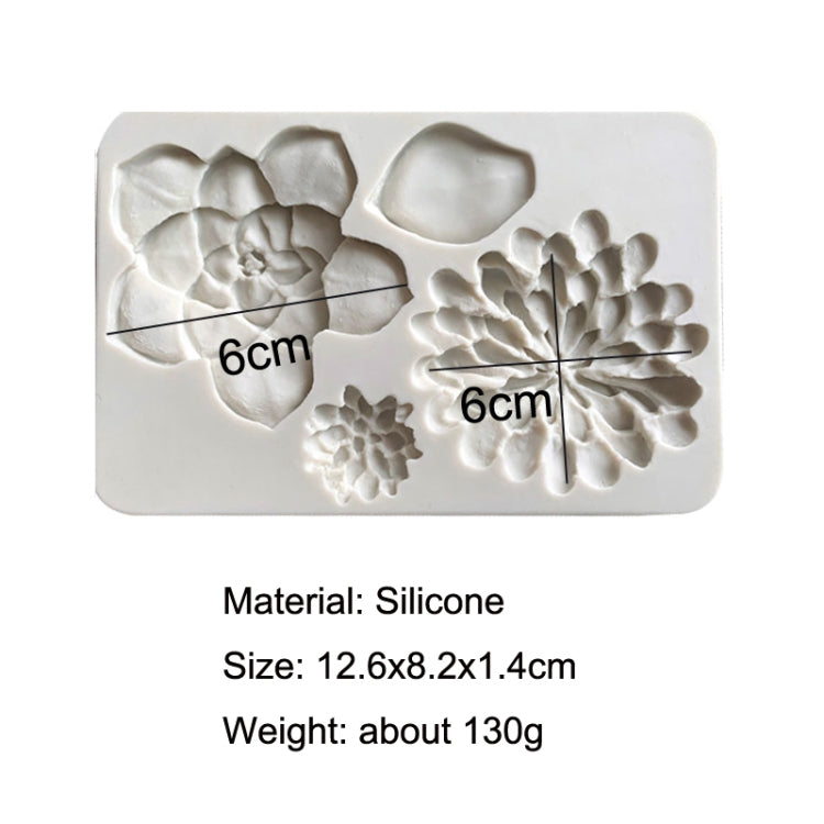 2PCS Big Flower Chocolate Fondant Cake Silicone Mold(Grey)
