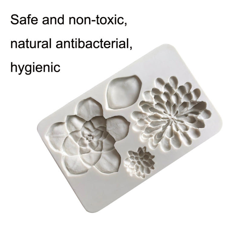 2PCS Big Flower Chocolate Fondant Cake Silicone Mold(Grey)