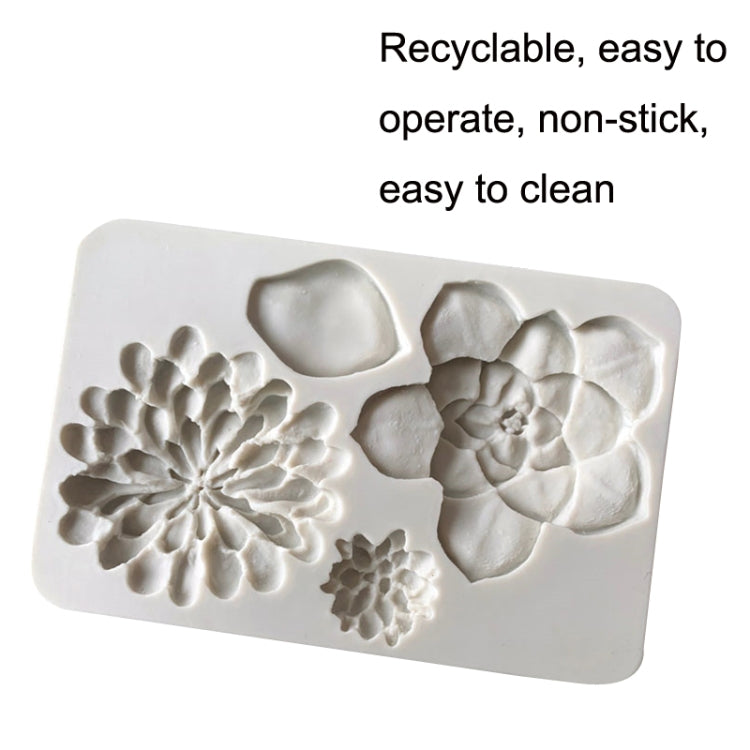 2PCS Big Flower Chocolate Fondant Cake Silicone Mold(Grey)