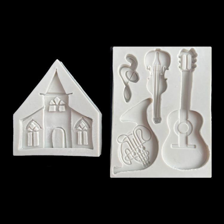 5PCS Castle Musical Silicone Mold Chocolate Fondant Cake Decor, Style:, Specification: Rectangle