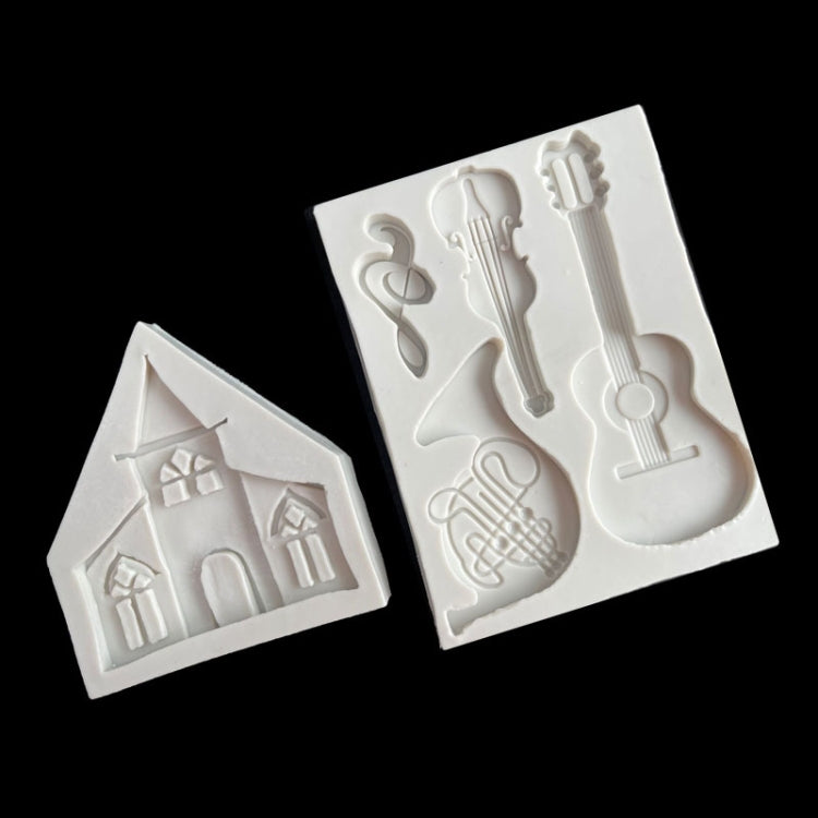 5PCS Castle Musical Silicone Mold Chocolate Fondant Cake Decor, Style:, Specification: Rectangle