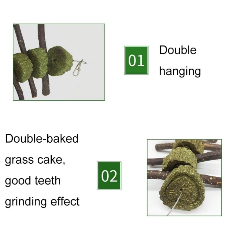 2 PCS Rabbit Hamster Guinea Pig Grass Pie Apple Branch Molar Skewers
