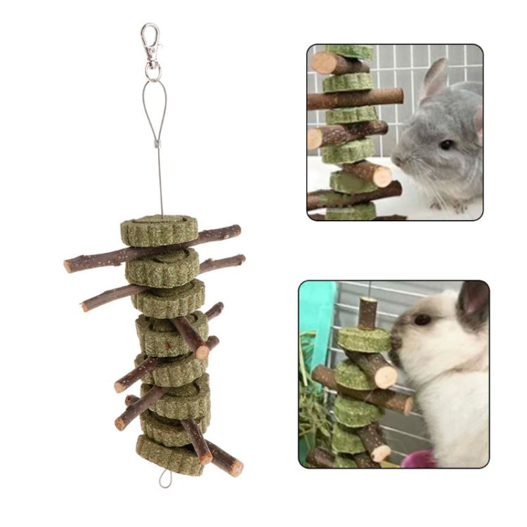 2 PCS Rabbit Hamster Guinea Pig Grass Pie Apple Branch Molar Skewers