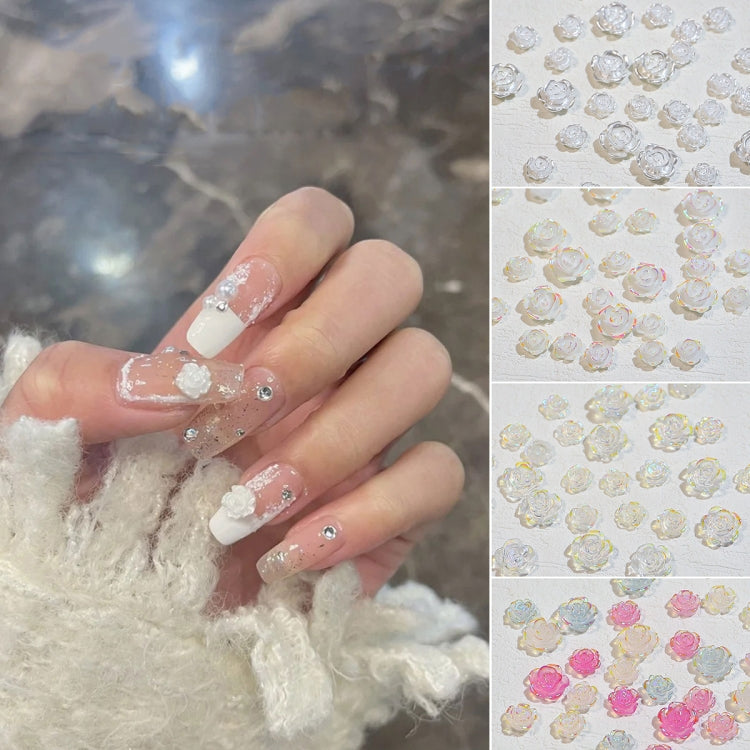 5 Packs SP0473 30Pcs/Pack 3D Camellia Nail Art Decorative Rhinestones