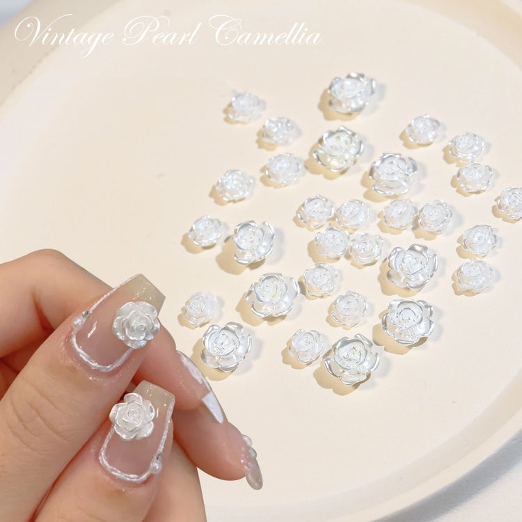 5 Packs SP0473 30Pcs/Pack 3D Camellia Nail Art Decorative Rhinestones