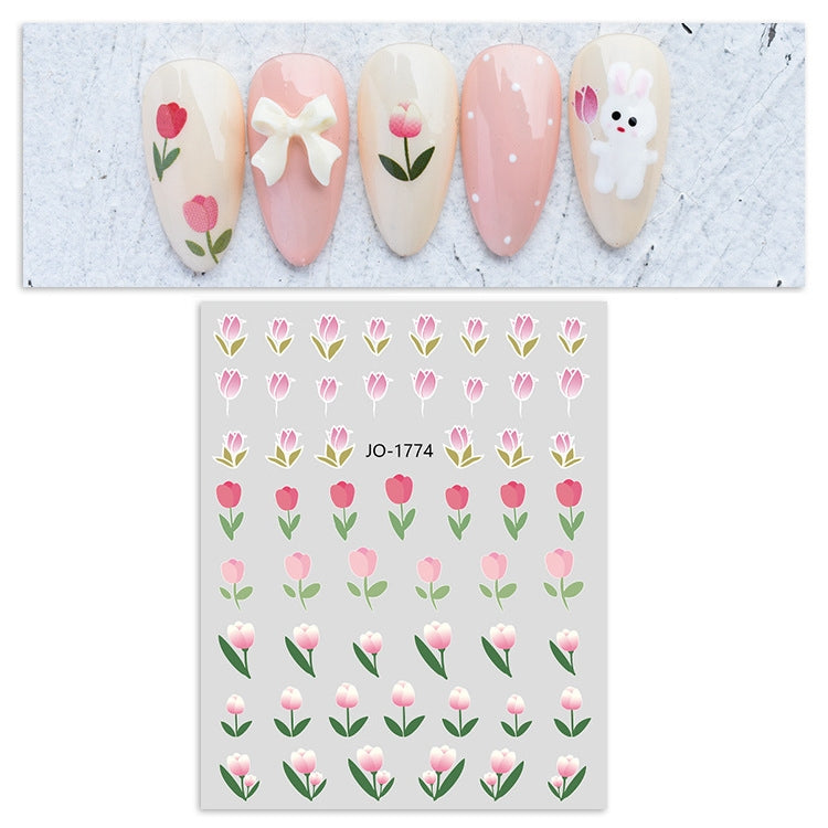 10 PCS TZ0318 Tulip Nail Waterproof Sticker with Adhesive