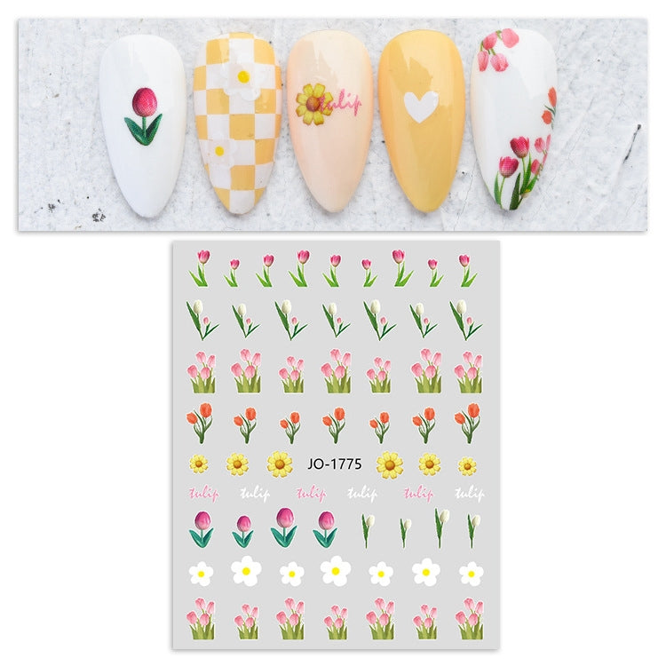 10 PCS TZ0318 Tulip Nail Waterproof Sticker with Adhesive
