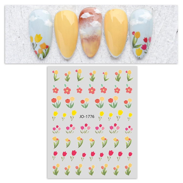 10 PCS TZ0318 Tulip Nail Waterproof Sticker with Adhesive