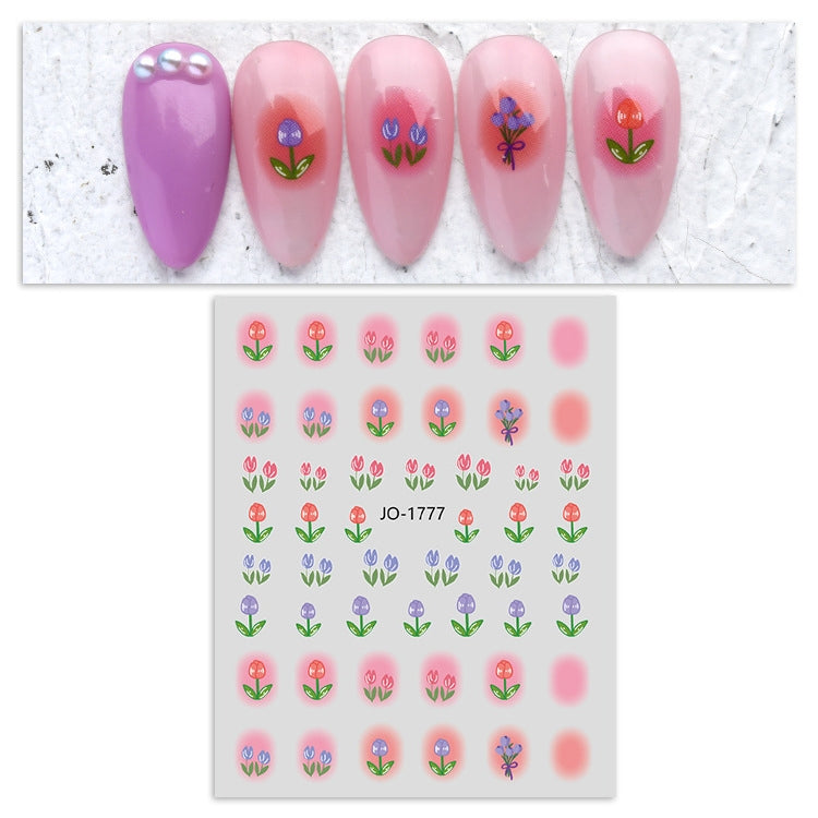 10 PCS TZ0318 Tulip Nail Waterproof Sticker with Adhesive