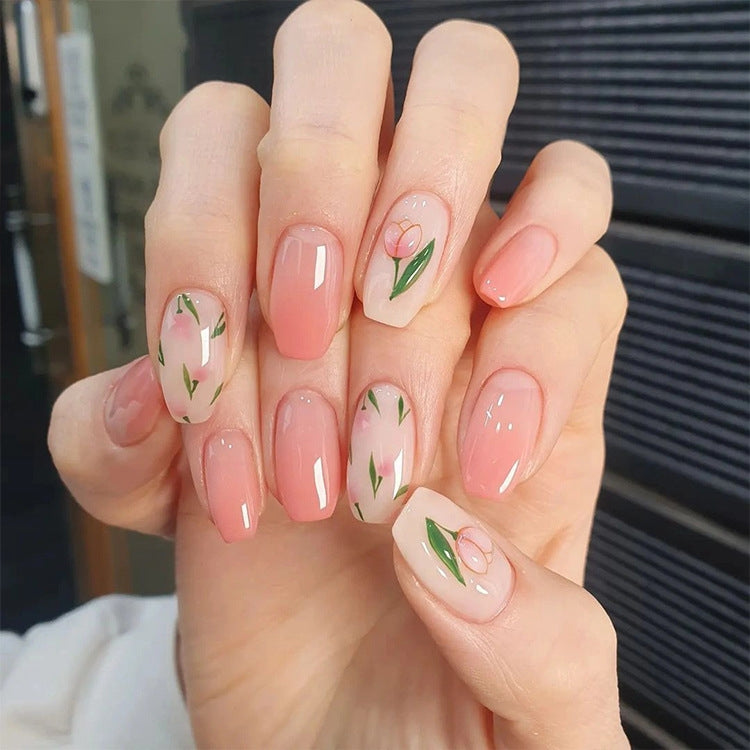 10 PCS TZ0318 Tulip Nail Waterproof Sticker with Adhesive