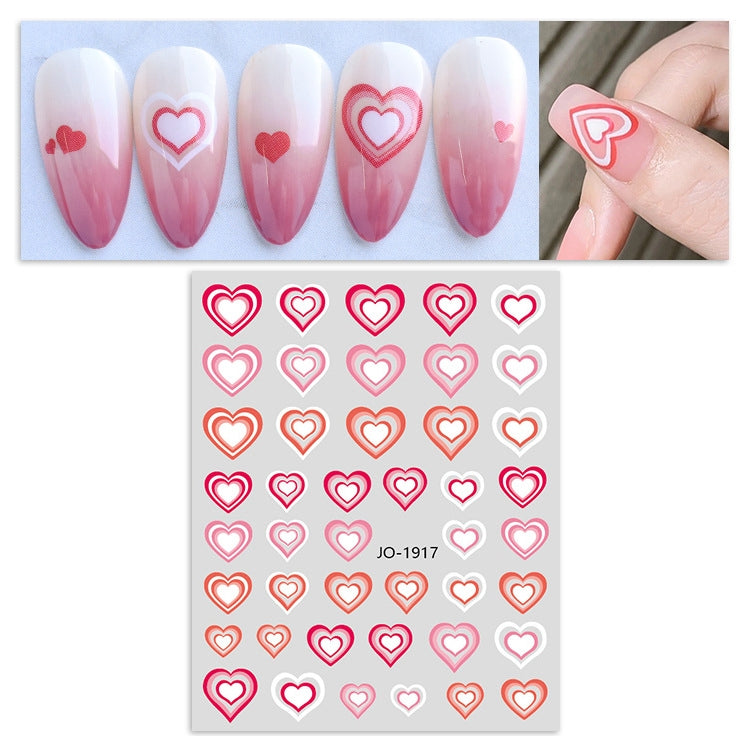 10 PCS TZ0326 Heart Nail Art Waterproof Sticker with Adhesive