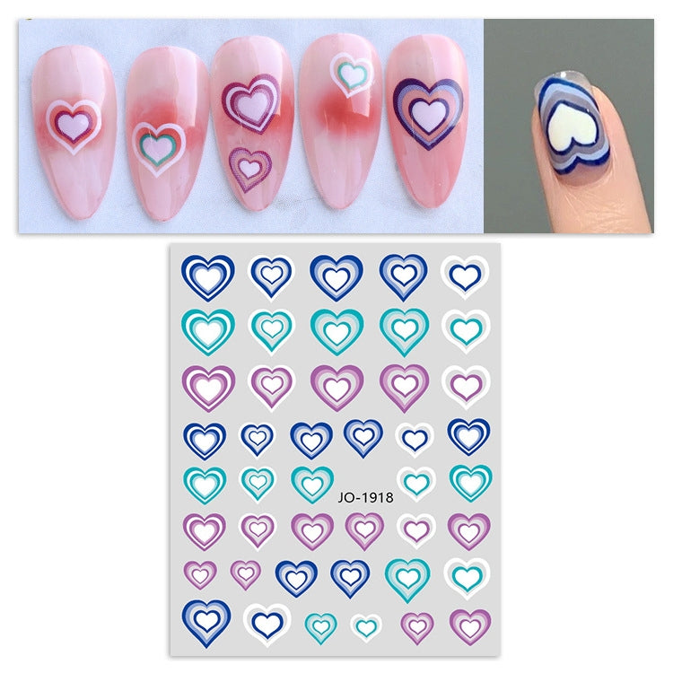10 PCS TZ0326 Heart Nail Art Waterproof Sticker with Adhesive