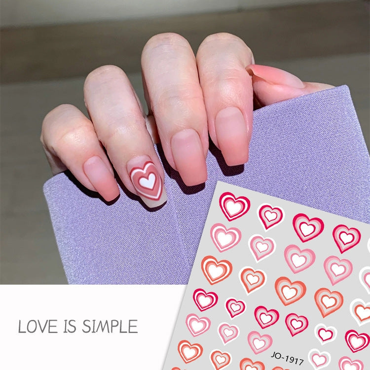 10 PCS TZ0326 Heart Nail Art Waterproof Sticker with Adhesive