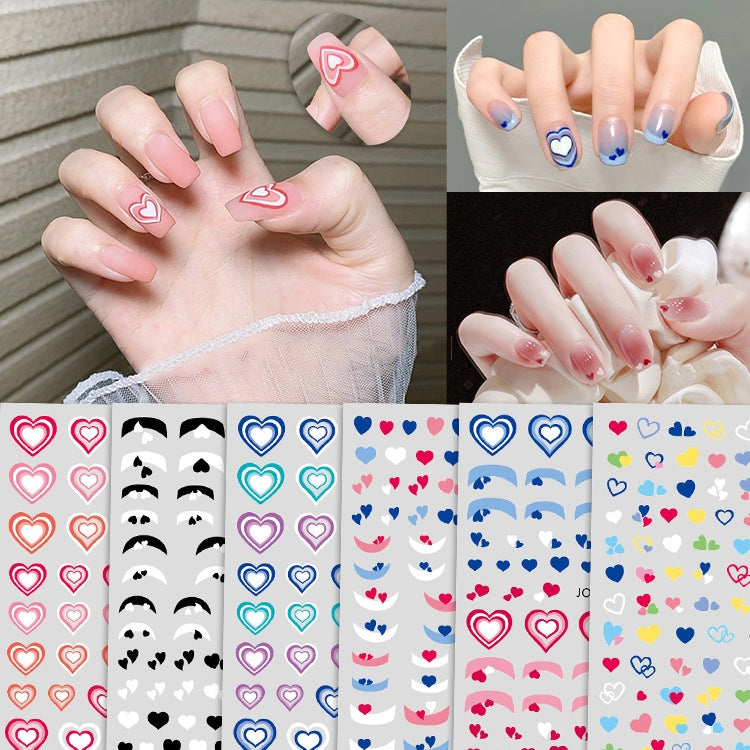 10 PCS TZ0326 Heart Nail Art Waterproof Sticker with Adhesive
