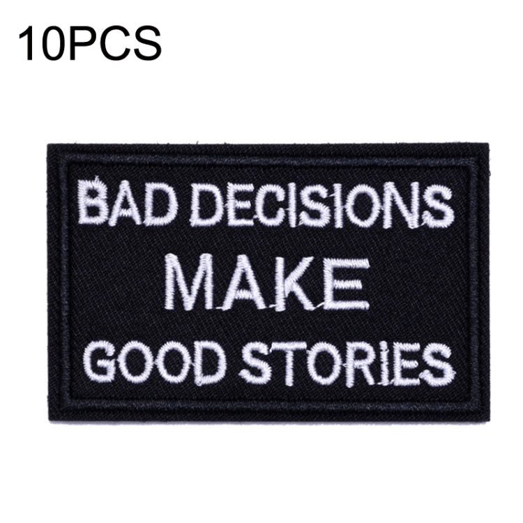 10PCS Hook and Loop Fastener Armband English Letter Embroidery Banner Color Random Delivery