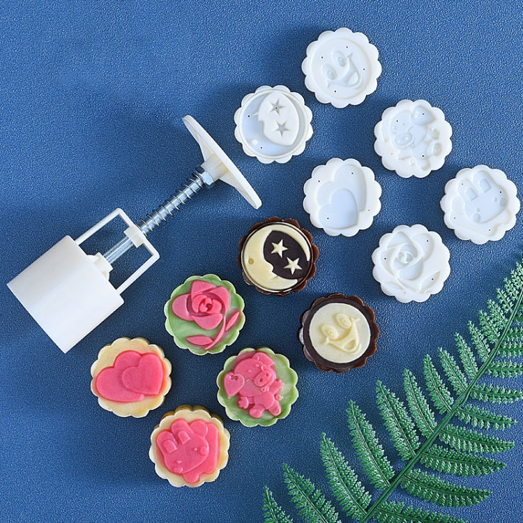 2 PCS Moon Festival Round Hand-Pressed Pastry Mold Baking Tools, Model: 21