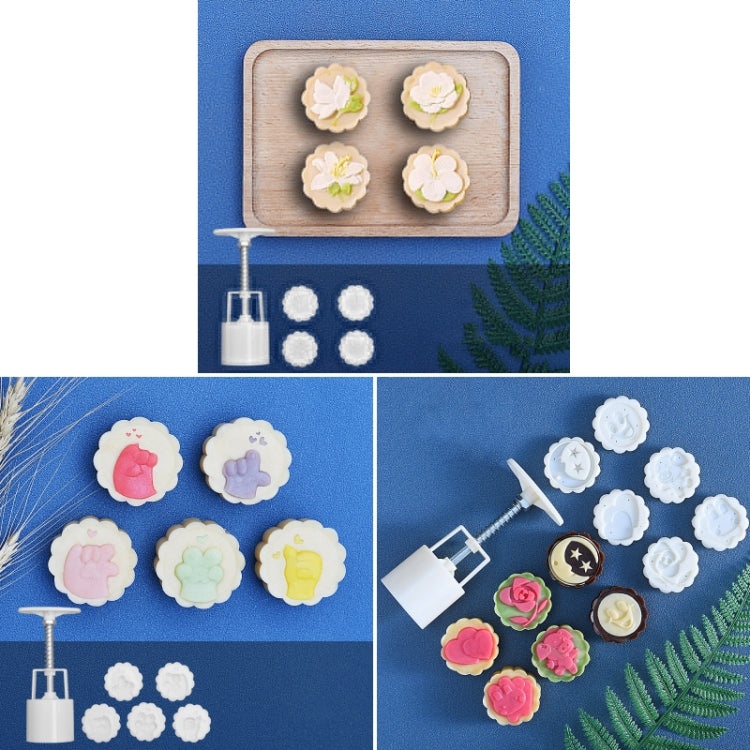 2 PCS Moon Festival Round Hand-Pressed Pastry Mold Baking Tools, Model: 21
